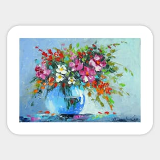 Bouquet of summer flowers in a vase Sticker